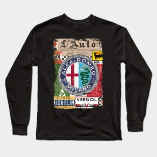 Alfa Romeo Vintage Poster L'Auto Distressed type 2 Long Sleeve T-Shirt